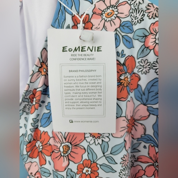 Eomenie One Piece Swimdress Swimsuits Tummy Control Orange Floral Print 18W - Picture 11 of 16